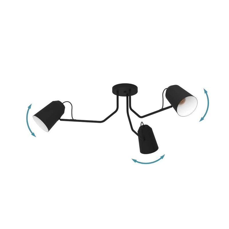 EGLO Deckenleuchte Lampe Loreto schwarz dreiflammig Stahl bewegliche Schirme E27 - 9008606235629