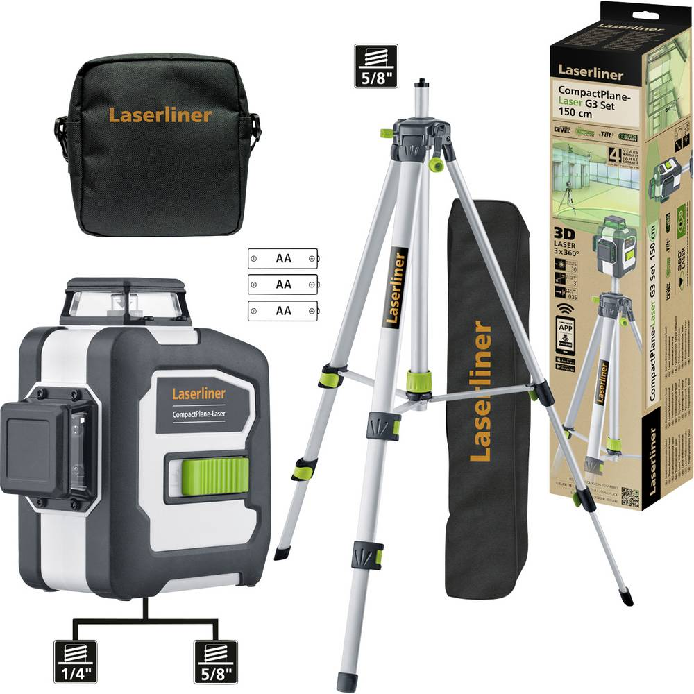 Laserliner Compact Plane Laser 3 G Set 150 Dreidimensionaler Tasche Messwerkzeug B-Ware - 4021563730377