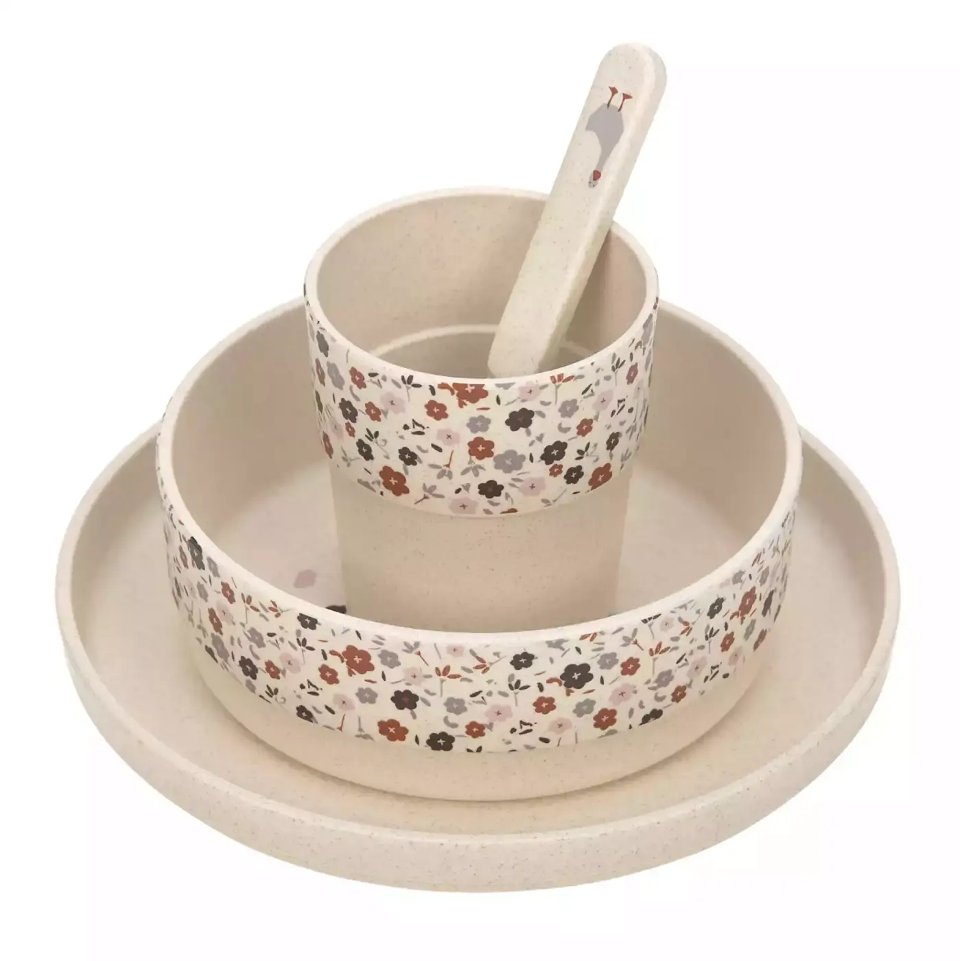 B-Ware Lässig Kindergeschirr Set Geschirrset Tiny Farmer Schaf Gans Beige Rot 4 Teilig - 4042183420066