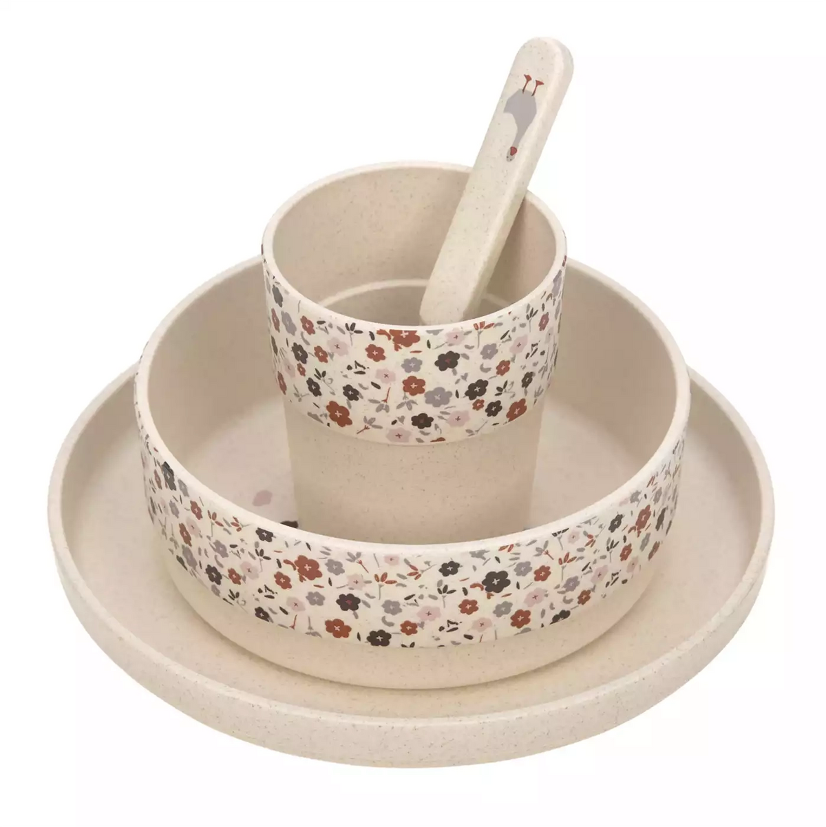 Lässig Kindergeschirr Set Geschirrset Tiny Farmer Schaf Gans Beige Rot 4 teilig - 4042183420066