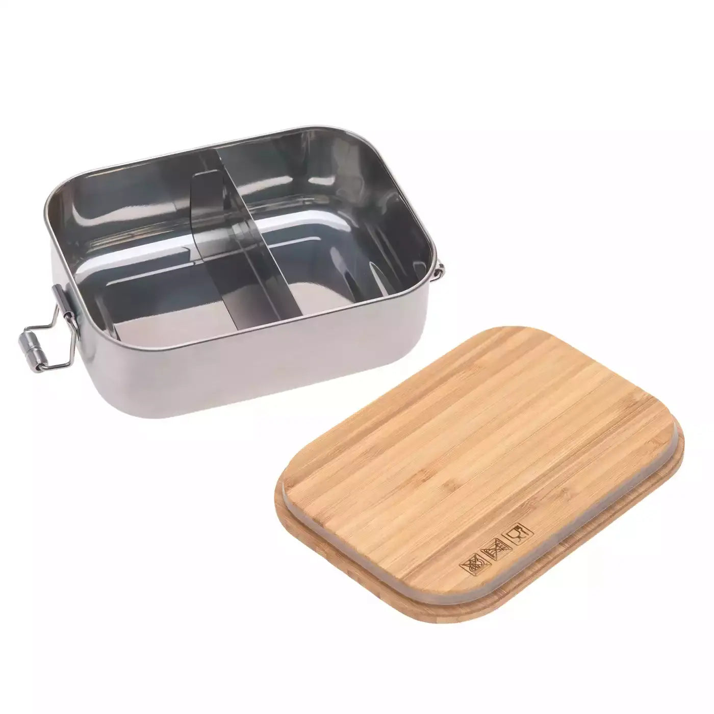 B-Ware Lässig Brotdose Lunchbox Edelstahl Bambus Silber Adventure Dose Kinder Lunchbox - 4042183418162
