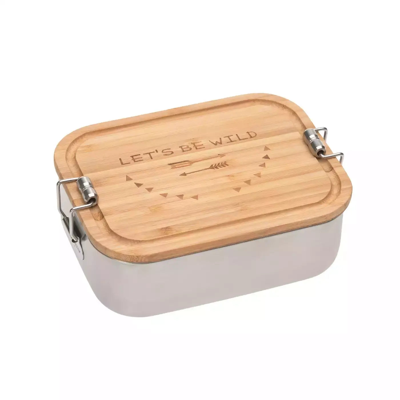 B-Ware Lässig Brotdose Lunchbox Edelstahl Bambus Silber Adventure Dose Kinder Lunchbox - 4042183418162