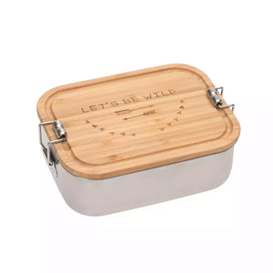 B-Ware Lässig Brotdose Lunchbox Edelstahl Bambus Silber Adventure Dose Kinder Lunchbox