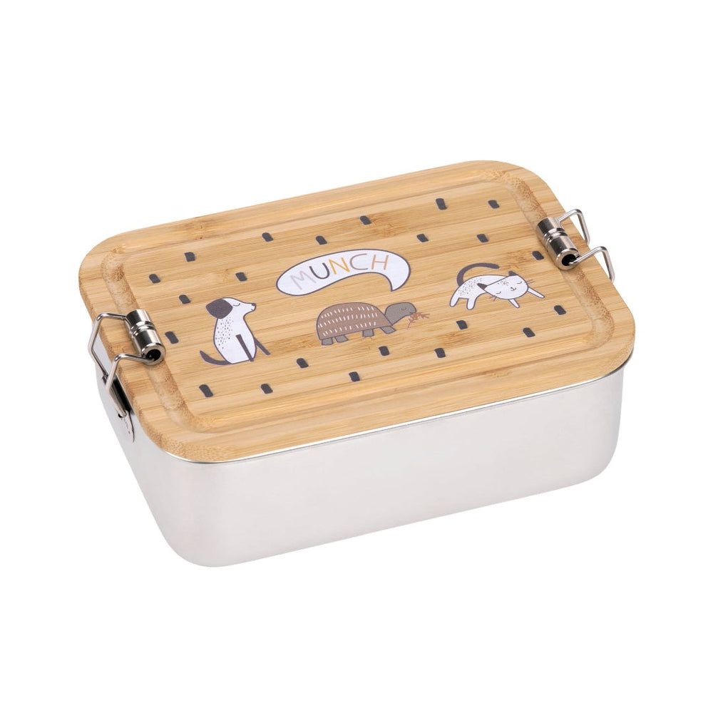 B-Ware Lässig Lunchbox Bamboo Happy Prints Stainless Steel Box Brotbox Brotdose Dose