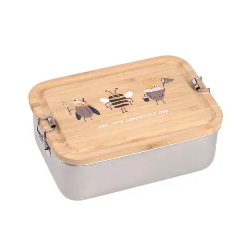 B-Ware Lässig Lunchbox Brotdose Bamboo Nature Edelstahl Kinderbox Lunch Behälter