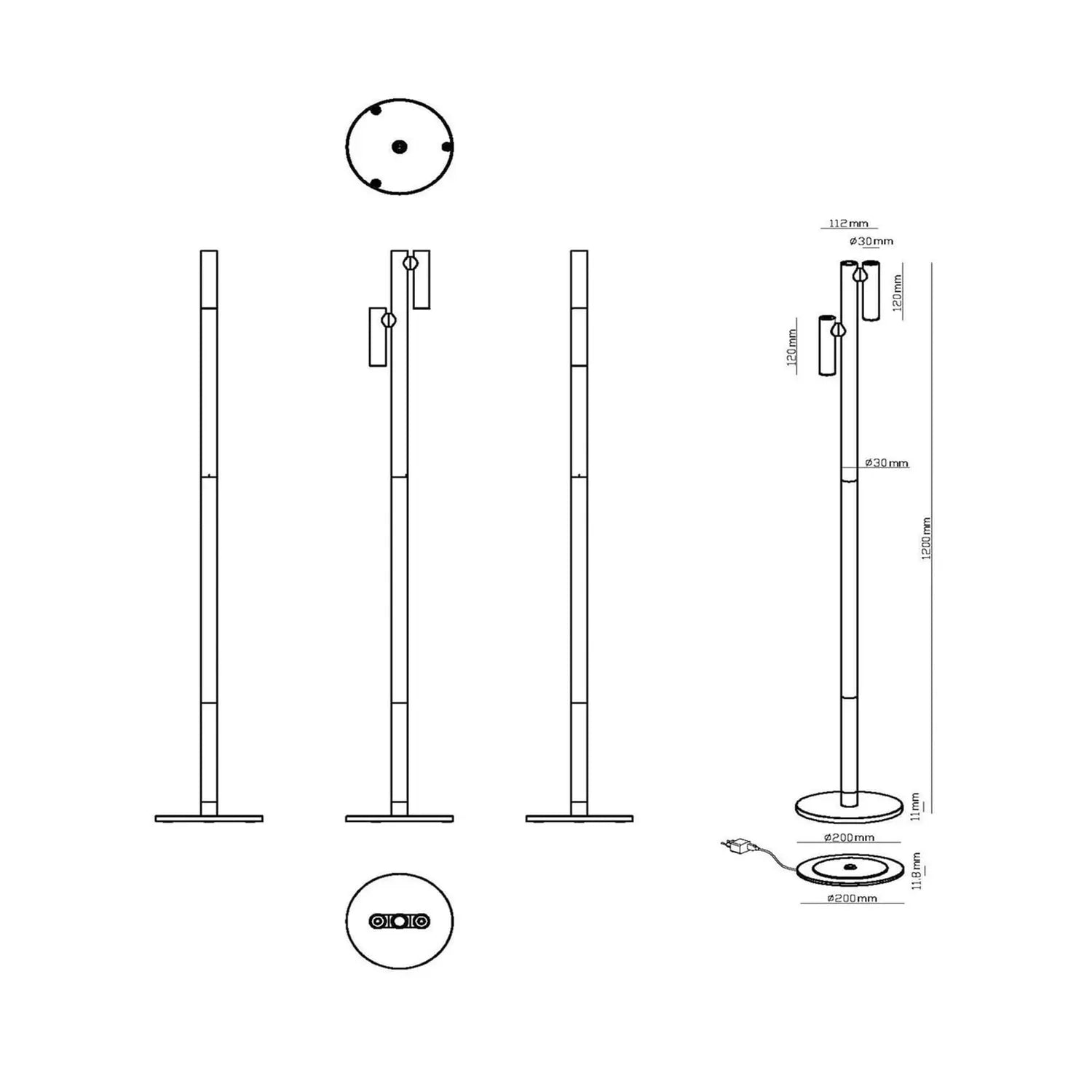 B-Ware Lucide Stehlampe Stehleuchte Led Akku Schwarz Dimmbar Ip54 Antrim - 5411212272270