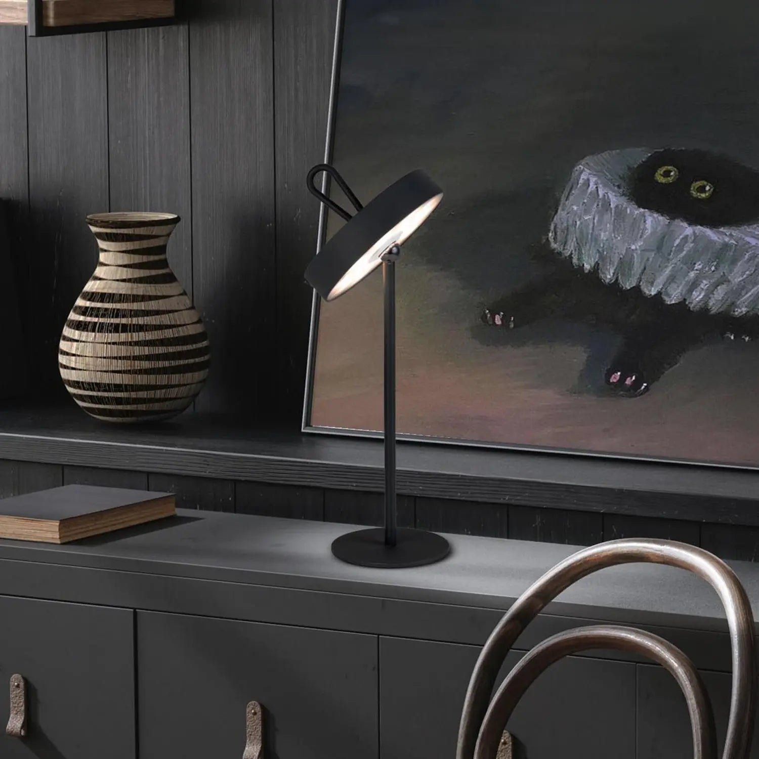 B-Ware Brilliant Led Akku Tischleuchte Lampe Ella Magnetisch Schwarz Tragbar - 4003222889541