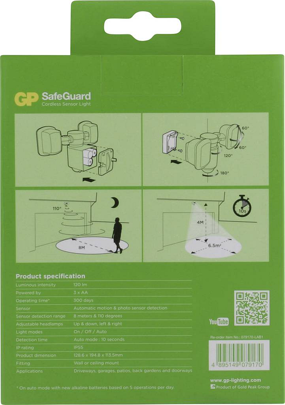 B-Ware Gp Batteries Rf2,1 Led Außenstrahler Mit Bewegungsmelder Fluter Scheinwerfer