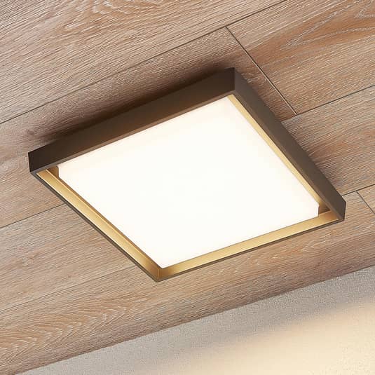 Lucande Deckenleuchte Lampe LED Außen dunkelgrau weiß Aluminiumdruckguss quadrat - 4251096556094