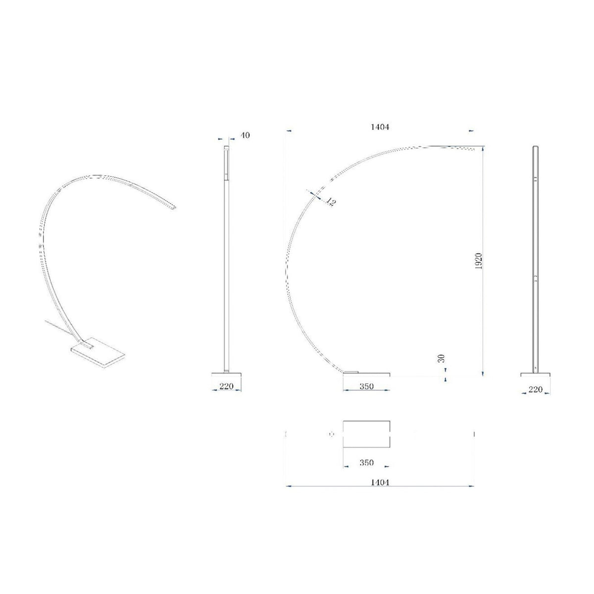 Lucide LED Bogenleuchte Stehleuchte Curve goldmatt Marmor 192cm dimmbar - 5411212441720