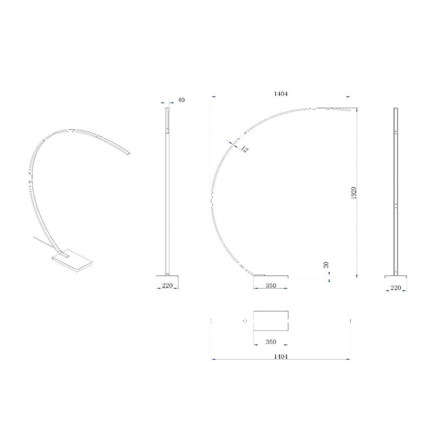 B-Ware Lucide Led Bogenleuchte Stehleuchte Curve Goldmatt Marmor 192cm Dimmbar - 5411212441720