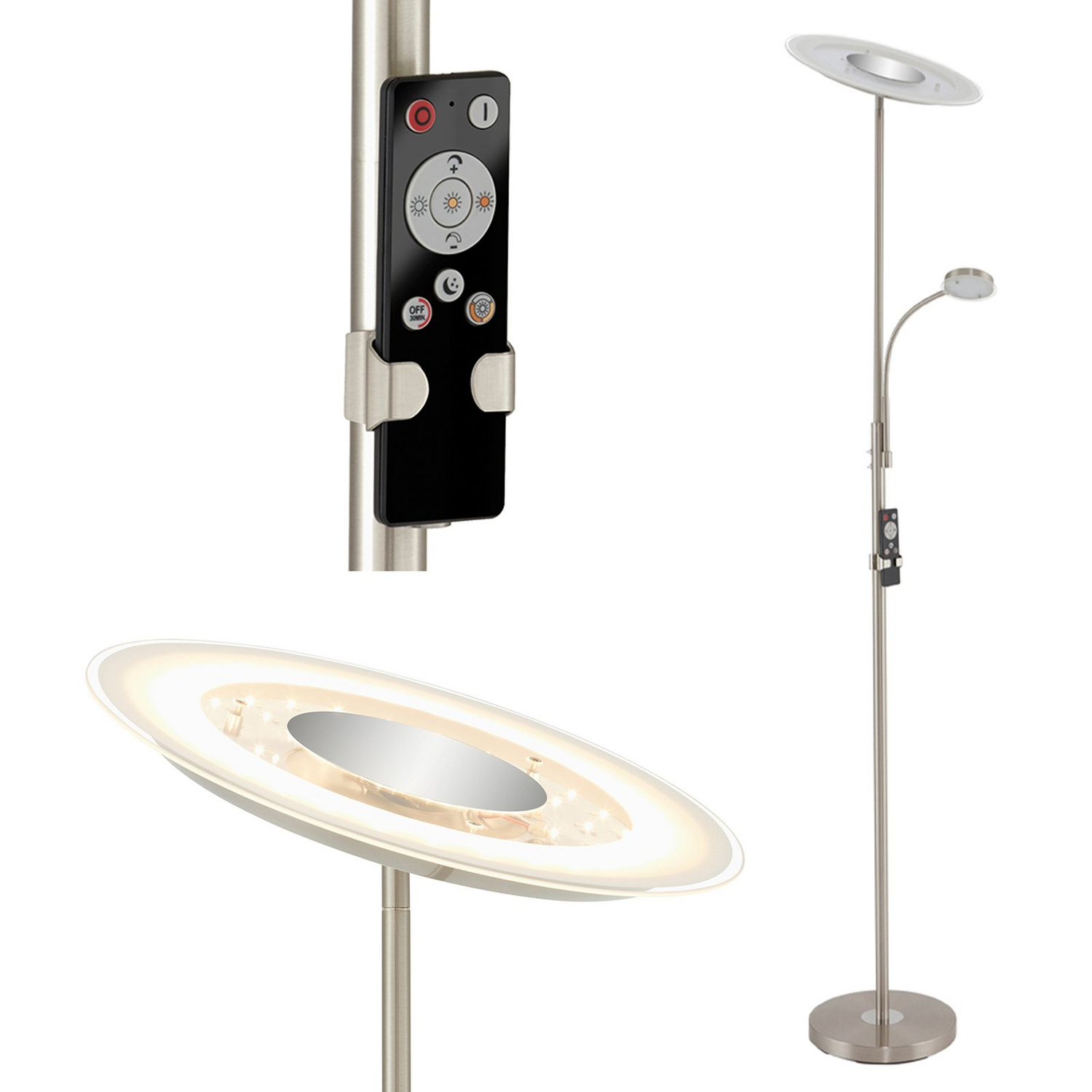 B-Ware Stehleuchte Standlampe Led Deckenfluter Agiled Leselampe Nickel Dimmbar Cct415