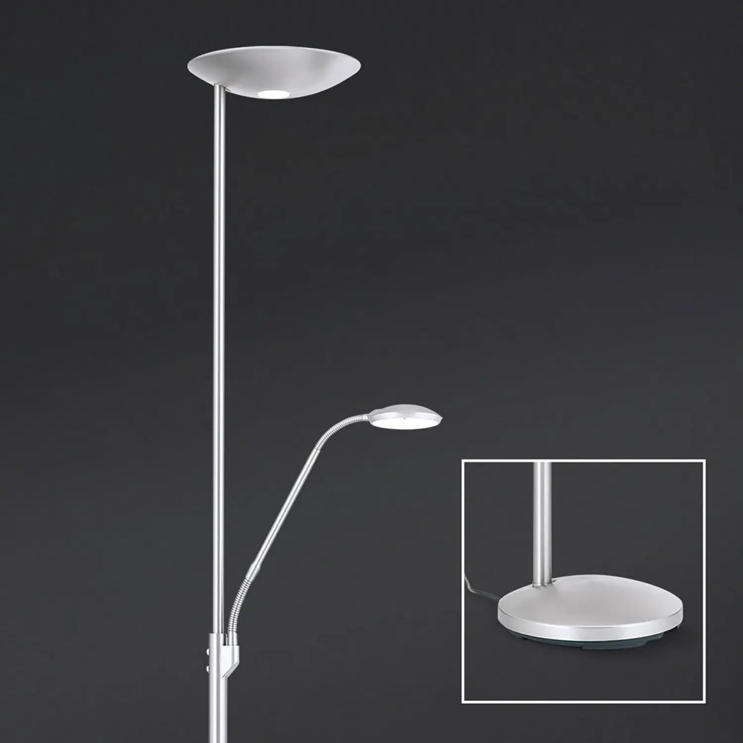 B-Ware Cobra Deckenfluter Stehlampe Led Leselampe Nickel Lampe Leuchte Schalter Dimmbar - 9003090257485