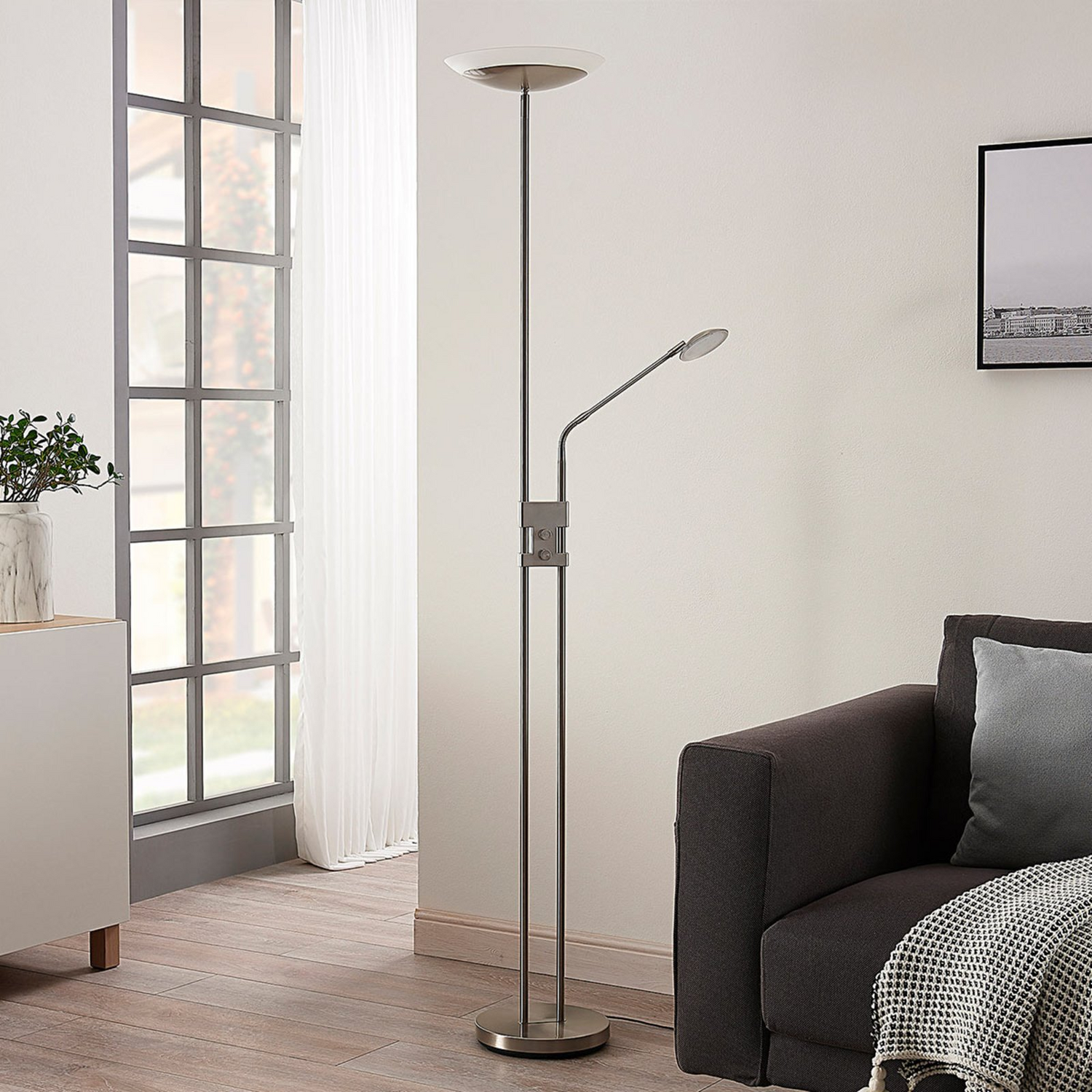 Lindby Led Deckenfluter Jonne Stehleuchte Stehlampe Lampe Lesearm Dimmbar Rund B-Ware - 4251096546019