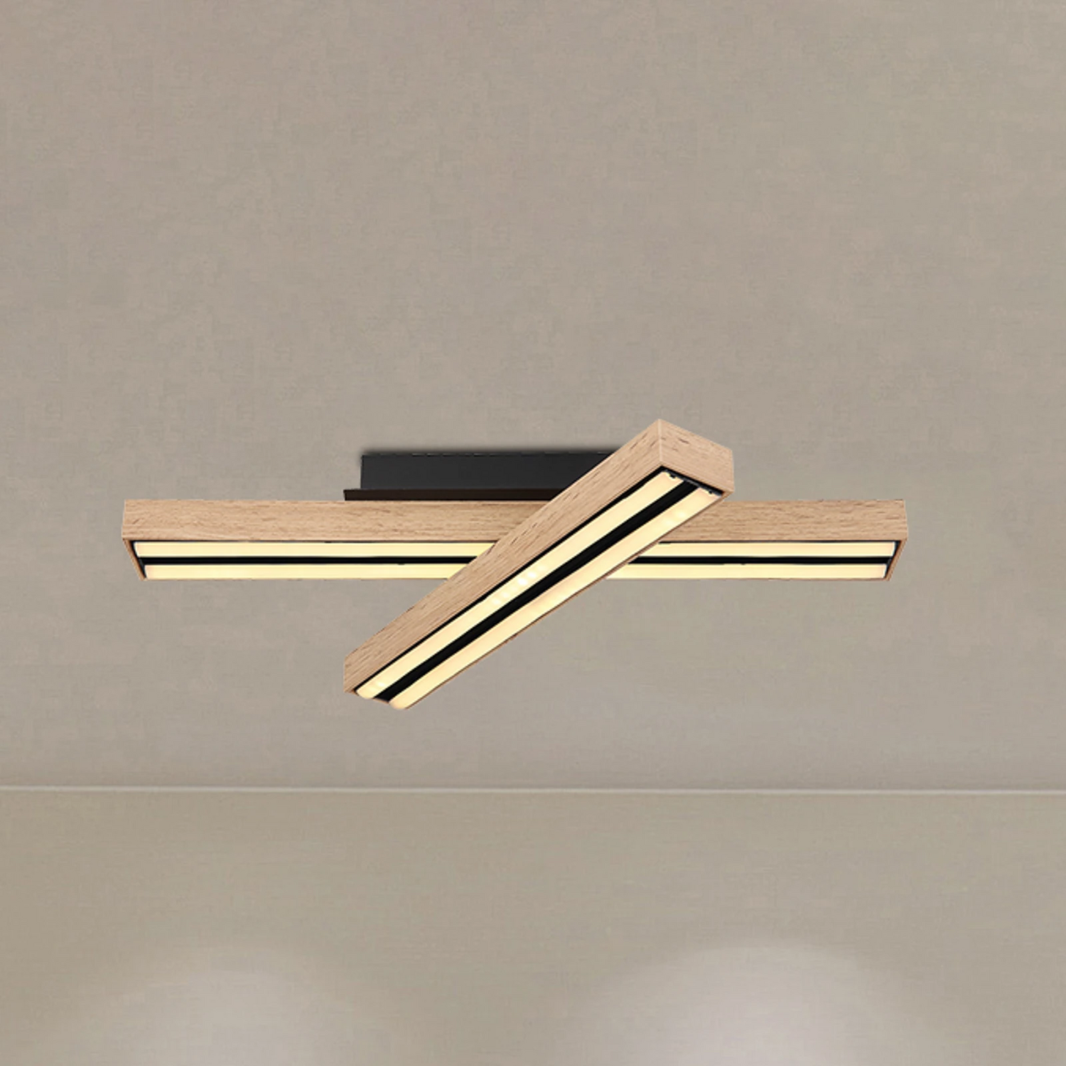 B-Ware Globo Led Deckenlampe Doro Länge 51,5 Cm Eiche Holz Deckenleuchte Lampe Leuchte