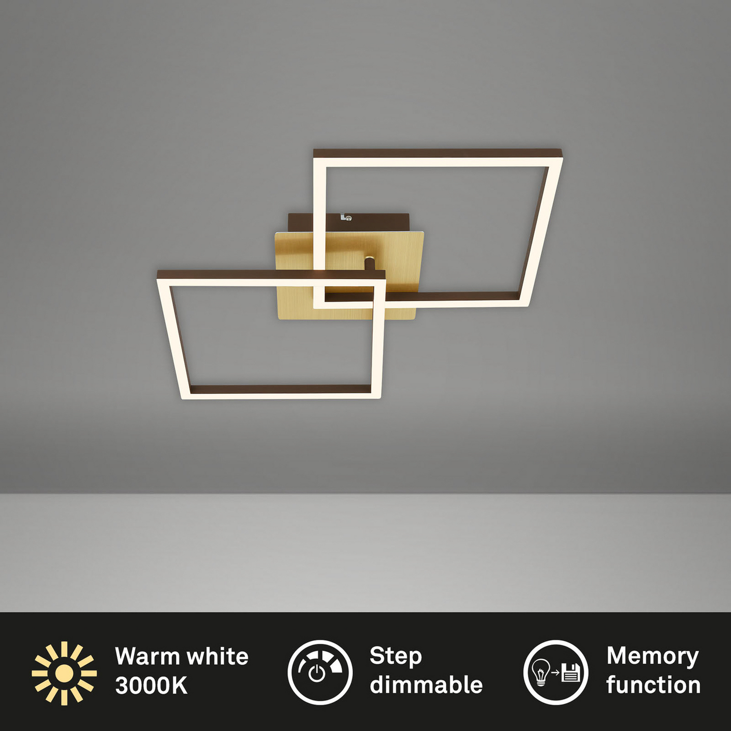B-Ware Led Deckenleuchte Deckenlampe Frame Gold Dimmbar Memoryfunktion Raum Beleucht316