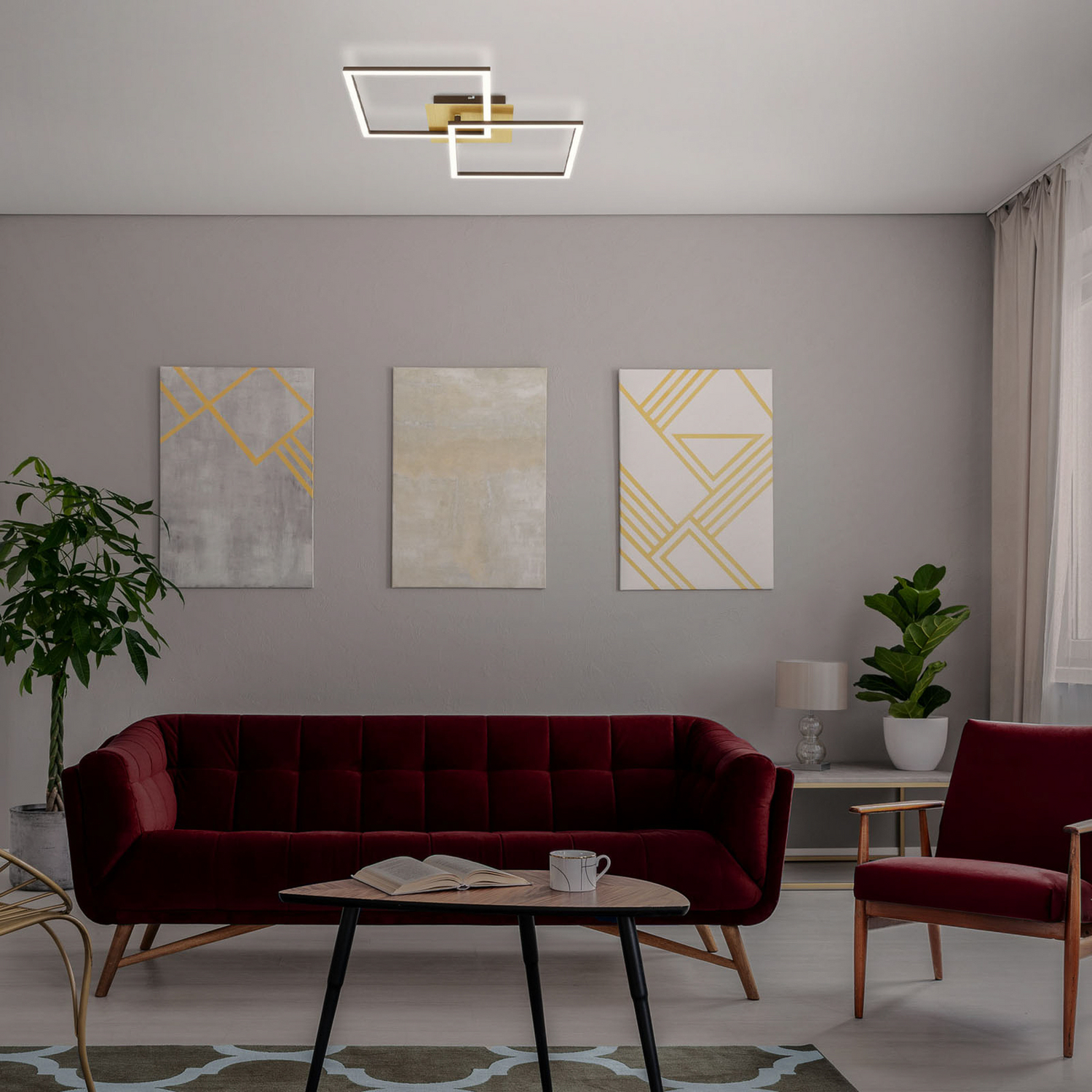 B-Ware Led Deckenleuchte Deckenlampe Frame Gold Dimmbar Memoryfunktion Raum Beleucht316