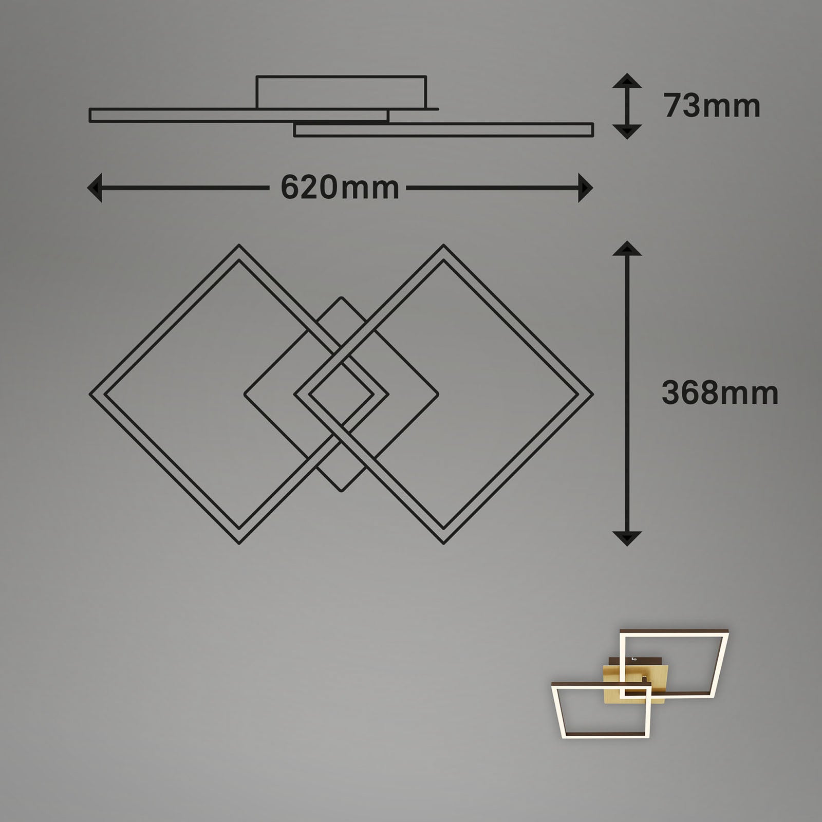 LED Deckenleuchte Deckenlampe Frame gold dimmbar Memoryfunktion Raum Beleuchtung - 4002707422174