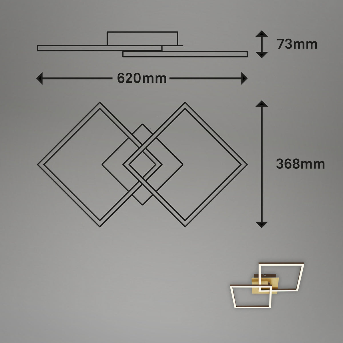 LED Deckenleuchte Deckenlampe Frame gold dimmbar Memoryfunktion Raum Beleuchtung - 4002707422174