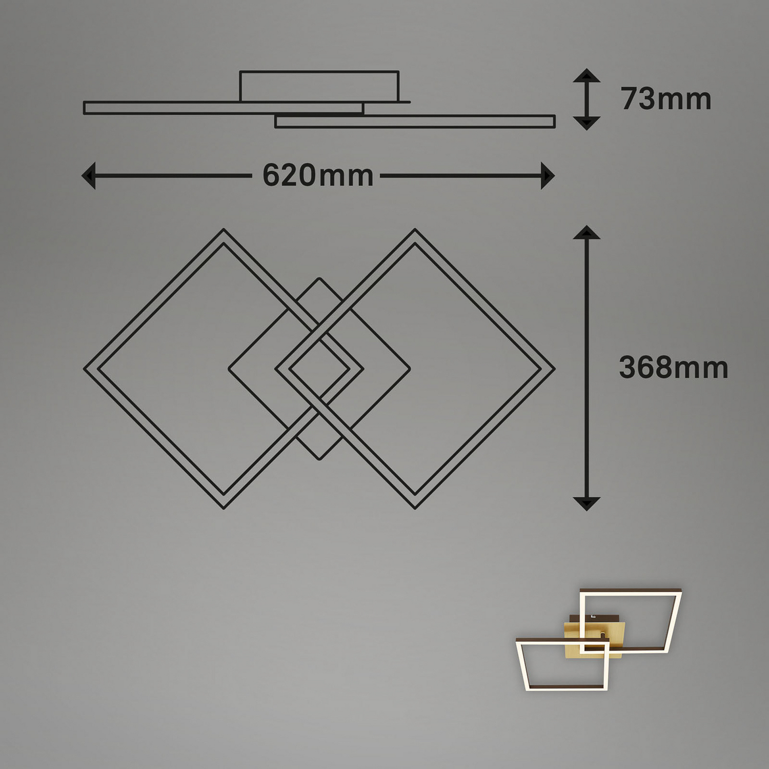 B-Ware Led Deckenleuchte Deckenlampe Frame Gold Dimmbar Memoryfunktion Raum Beleucht316