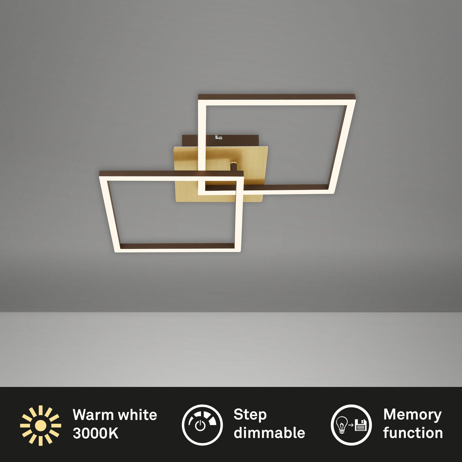 LED Deckenleuchte Deckenlampe Frame gold dimmbar Memoryfunktion Raum Beleuchtung - 4002707422174