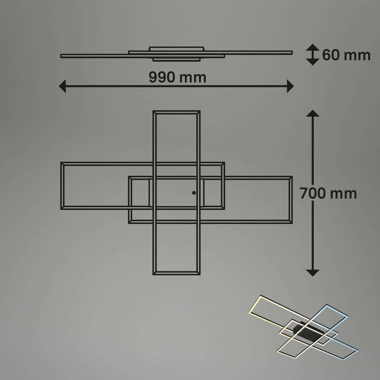 B-Ware Roami Led Deckenlampe Leuchte Deckenleuchte Schwarz 104x71cm Cct Fernbedienung - 4002707459217