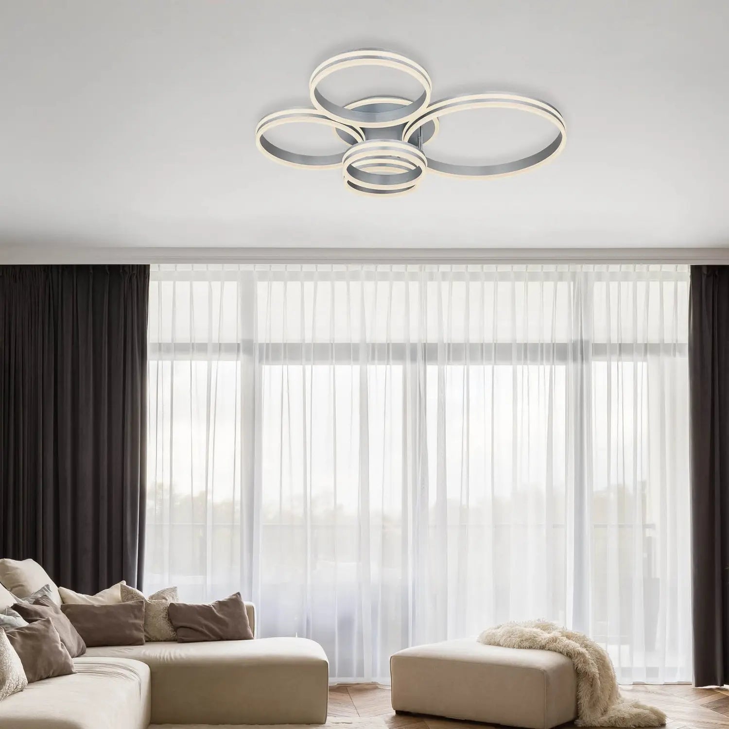 B-Ware Globo Deckenlampe Deckenleuchte Led Grau Fernbedienung Dimmbar 5 Flammig Rubio