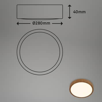 Plafonnier LED Briloner Runa, aspect bois, 3000 K, ø28 cm, qualité B