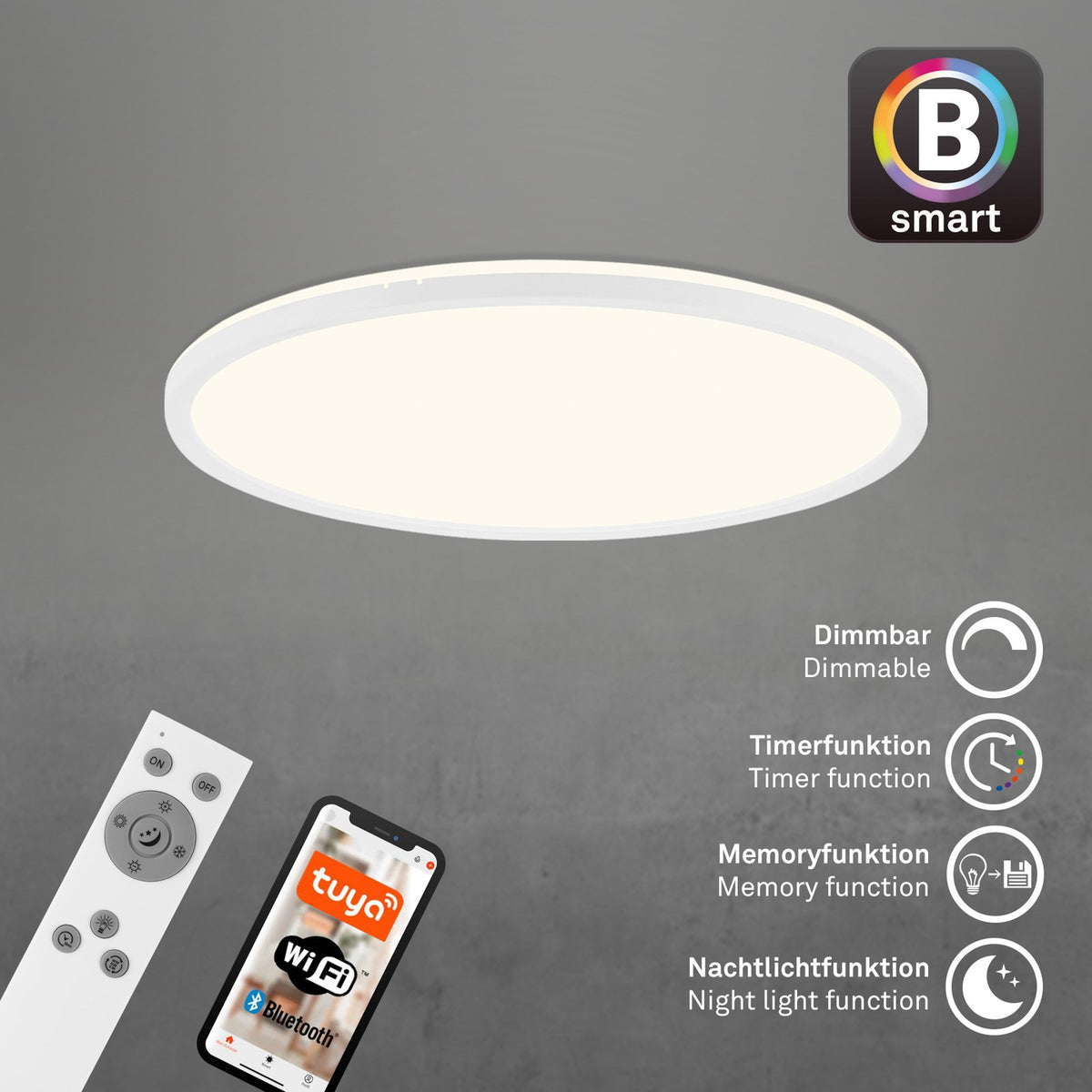Briloner LED-Deckenlampe Slim S dimmbar CCT weiß Ø 45 cm Deckenleuchte Lampe - 4002707409885