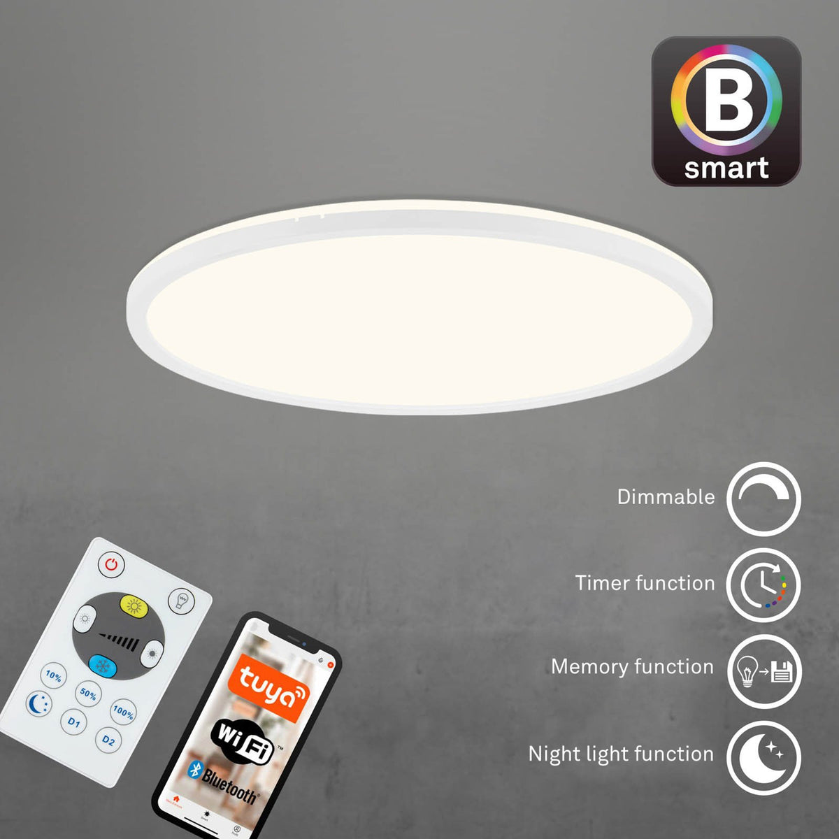Briloner LED-Deckenlampe Slim S dimmbar CCT weiß Ø 45 cm Deckenleuchte Lampe - 4002707409885