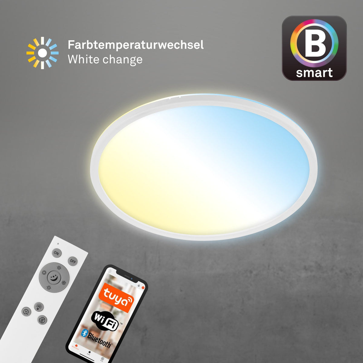 Briloner LED-Deckenlampe Slim S dimmbar CCT weiß Ø 45 cm Deckenleuchte Lampe - 4002707409885