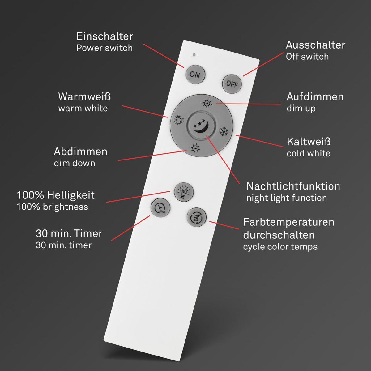 Briloner LED-Deckenlampe Slim S dimmbar CCT weiß Ø 45 cm Deckenleuchte Lampe - 4002707409885