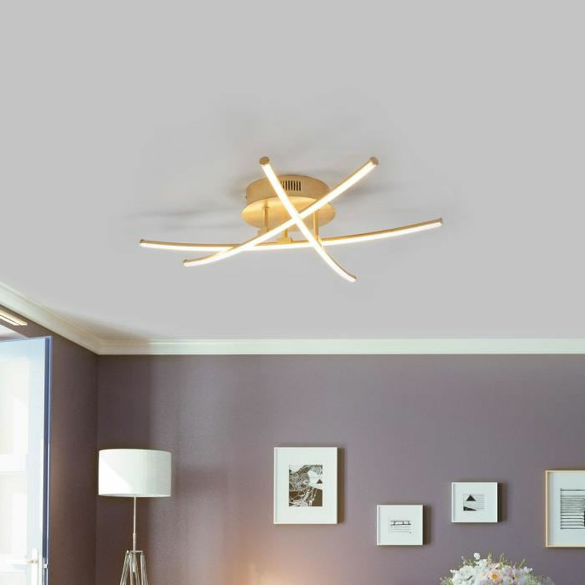 B-Ware Lampenwelt Led Deckenlampe Deckenlampe Lampe Leuchte Hängend Yael Gold 3 Stäbe - 4251096529005