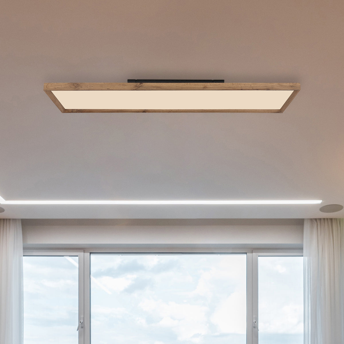 Globo Deckenleuchte Zimmerlampe LED Cinderella Holzrahmen CCT Schalter 120x30220 - 9007371430963