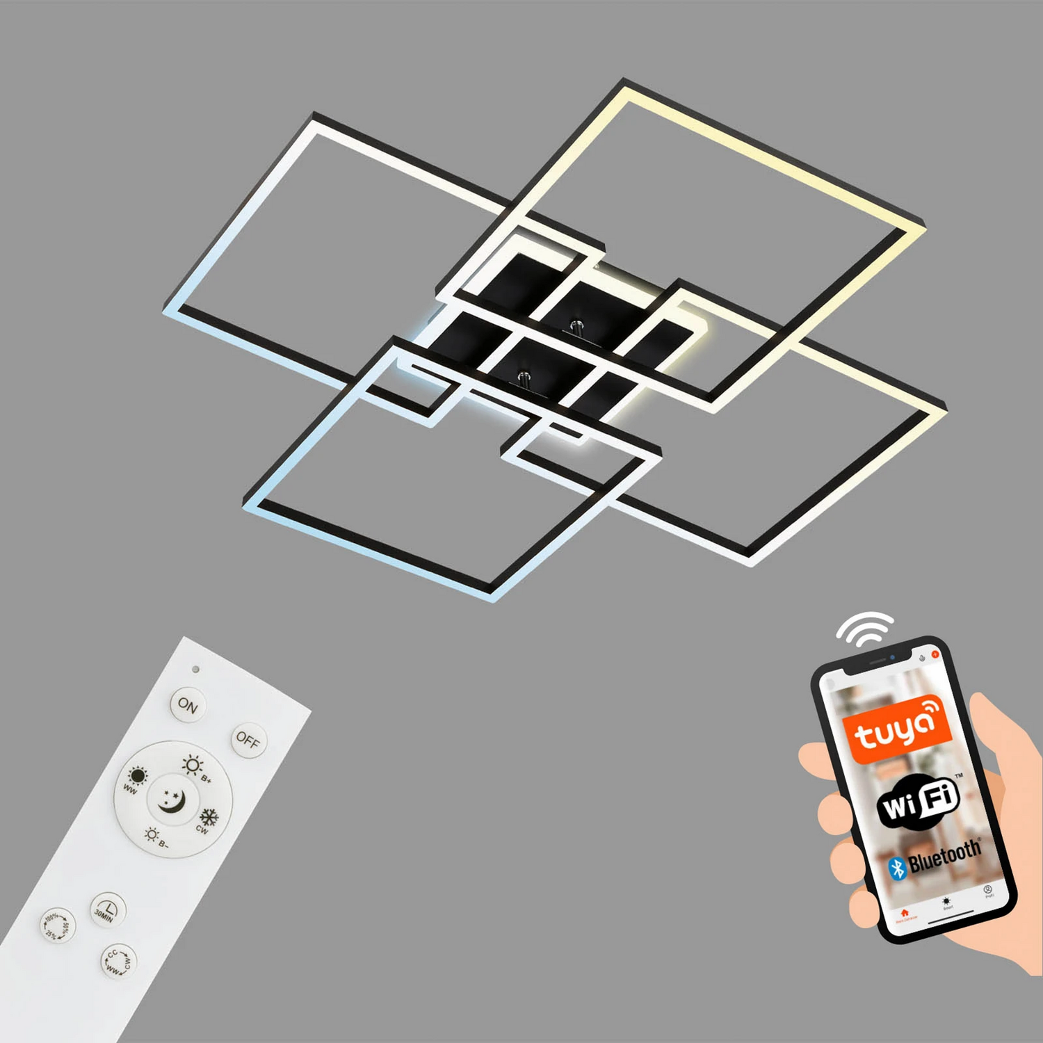 Briloner Led Deckenleuchte Frame S 72,4x72,4 Cm Deckenlampe Leuchte Schwarz B-Ware - 4002707410027