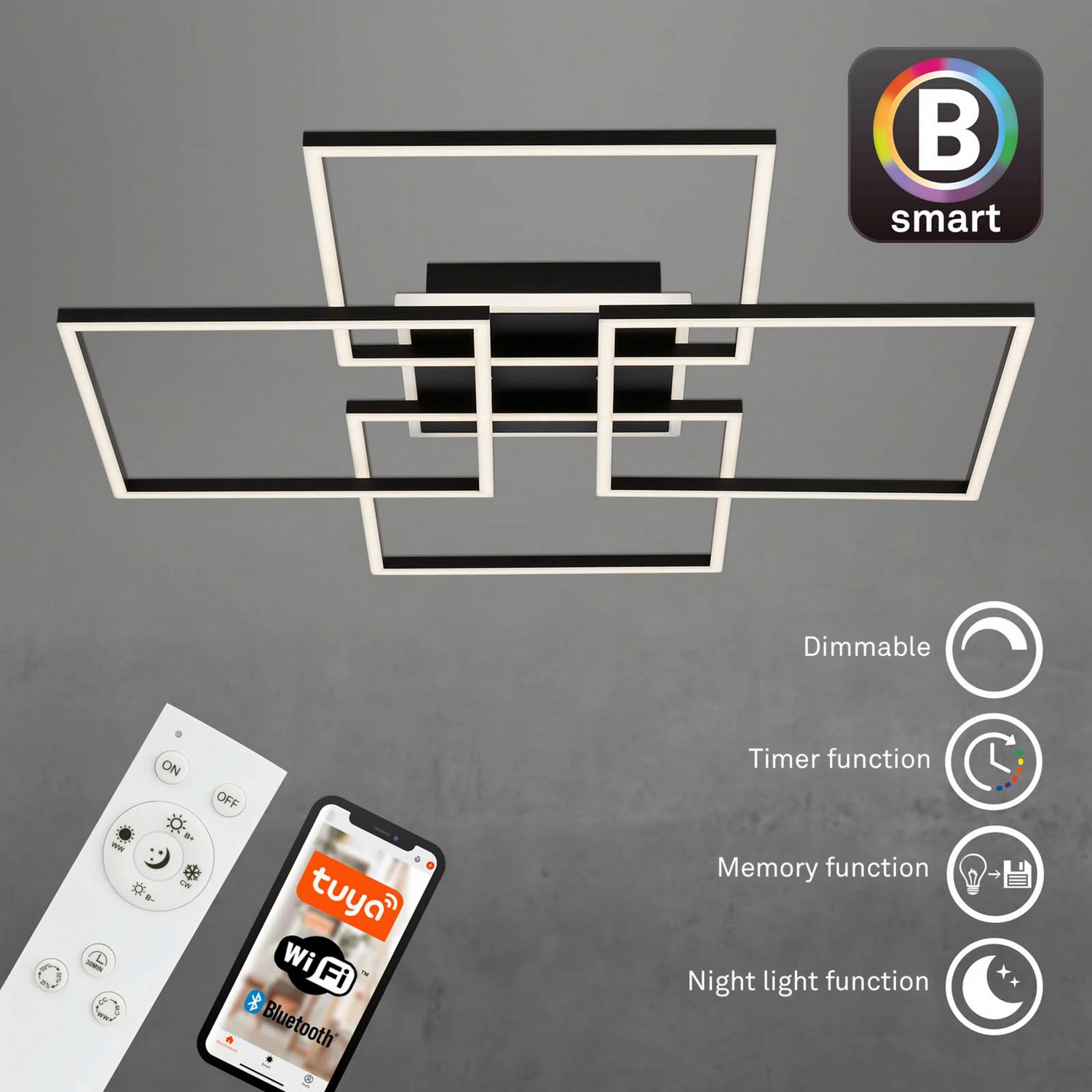 Briloner Led Deckenleuchte Frame S 72,4x72,4 Cm Deckenlampe Leuchte Schwarz B-Ware - 4002707410027