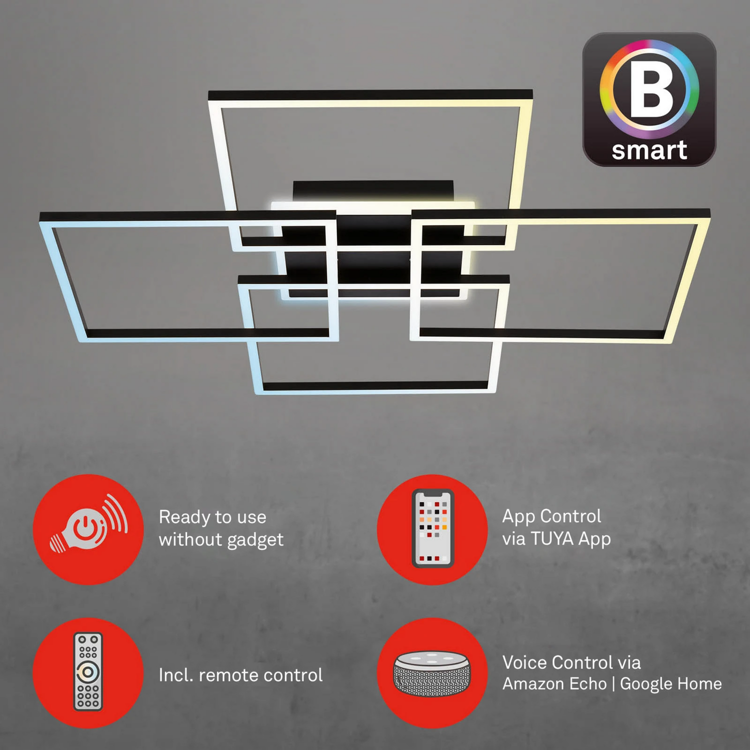 Briloner Led Deckenleuchte Frame S 72,4x72,4 Cm Deckenlampe Leuchte Schwarz B-Ware - 4002707410027