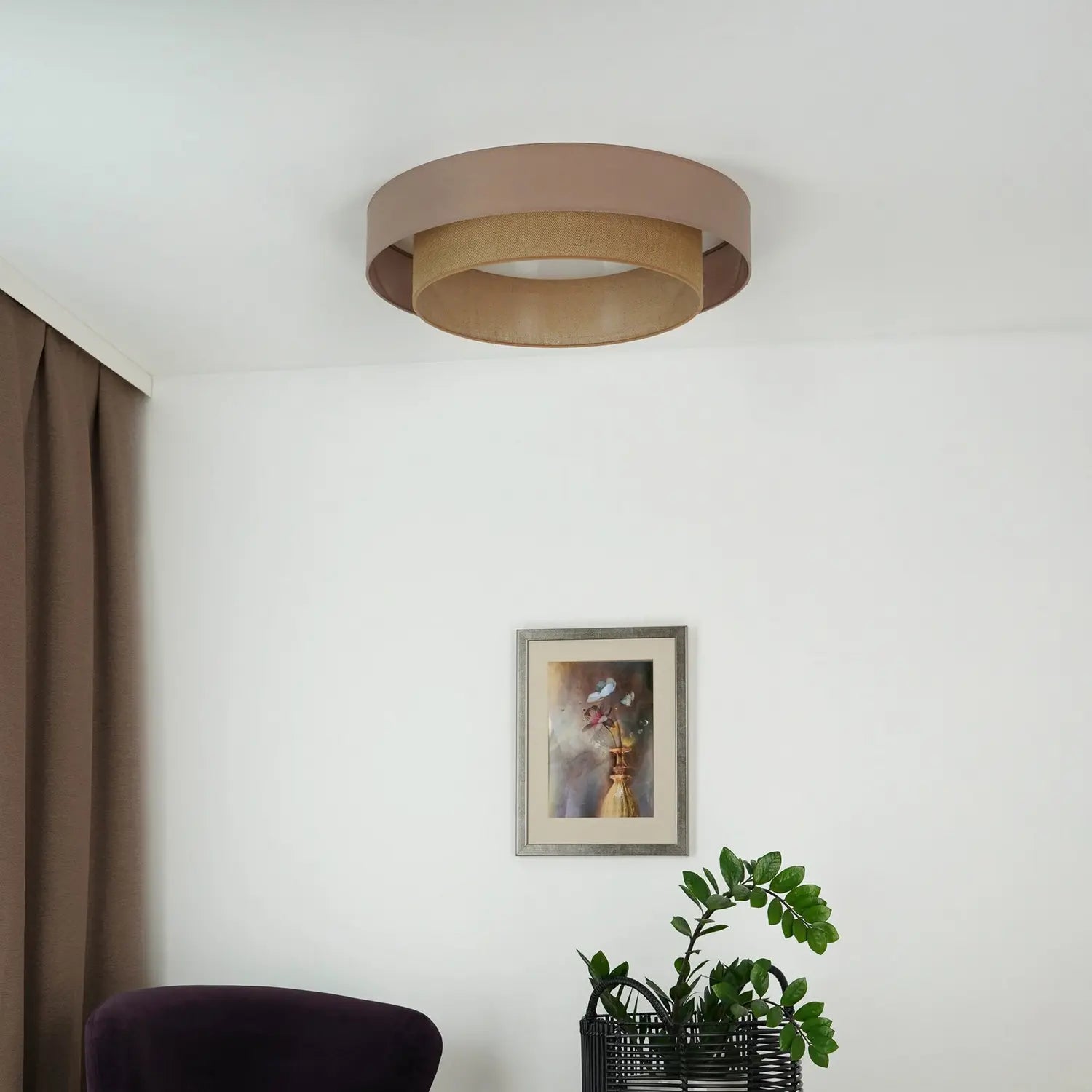 B-Ware Duolla Led Deckenleuchte Luneta Jute Lampe Braun ø 60 Cm 3 Step Dim Deckenlampe - 5905317606363