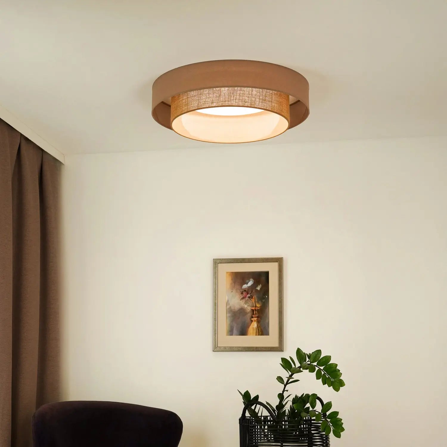 B-Ware Duolla Led Deckenleuchte Luneta Jute Lampe Braun ø 60 Cm 3 Step Dim Deckenlampe - 5905317606363