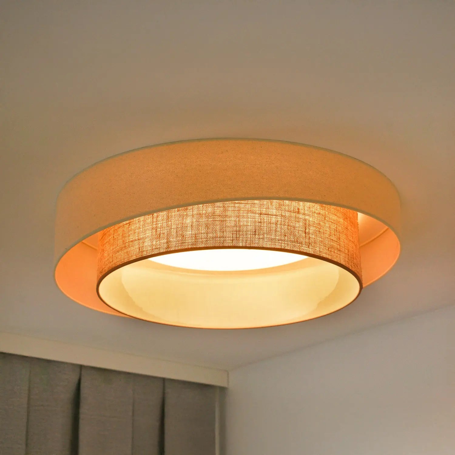 B-Ware Duolla Led Deckenleuchte Luneta S Fernbedienung Jute Beige Braun ø 60 Cm - 5905317606424