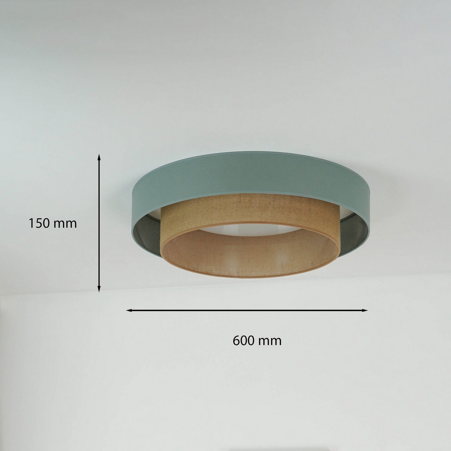 B-Ware Duolla Led Deckenleuchte Luneta Deckenlampe Salbei/Jute ø60cm 3 Step Dim La927 - 5905317606356