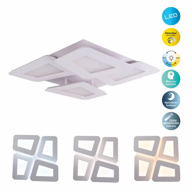 B-Ware Näve Led Deckenleuchte Leuchte Simen Led Weiß Metall 48x48 Cm Cct Fernbedienung - 4003222892770