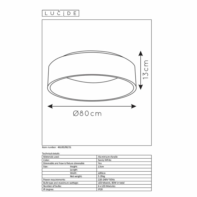 B-Ware Lucide Talowe Led Deckenleuchte Deckenlampe Lampe Bündig Rund 1 Flammig Weiß - 5411212460677