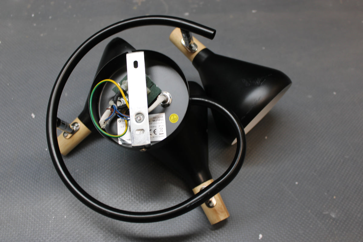 Deckenleuchte Lampe Deckenlampe Arina LED Schwarz Holz rund Skandinavisch 3-flg - 4251096547016