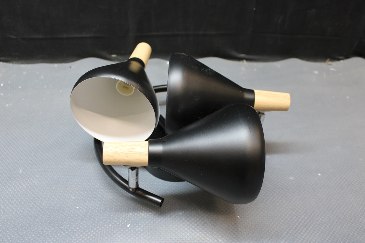 Deckenleuchte Lampe Deckenlampe Arina LED Schwarz Holz rund Skandinavisch 3-flg - 4251096547016