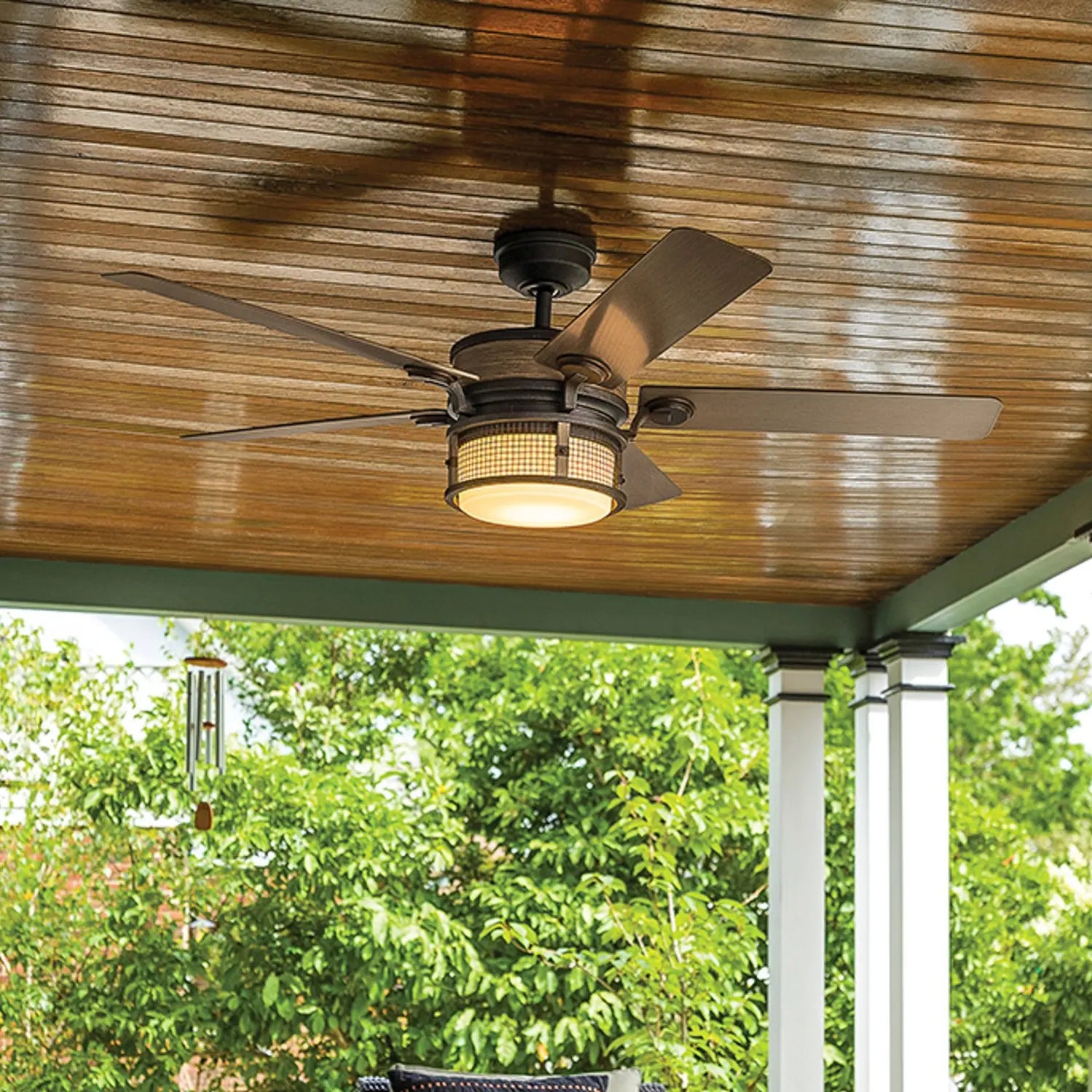 B-Ware Kichler Deckenventilator Ventilator Led Grau Weiss Abs Stahl Fernbedienung Ip44 - 5024005728412
