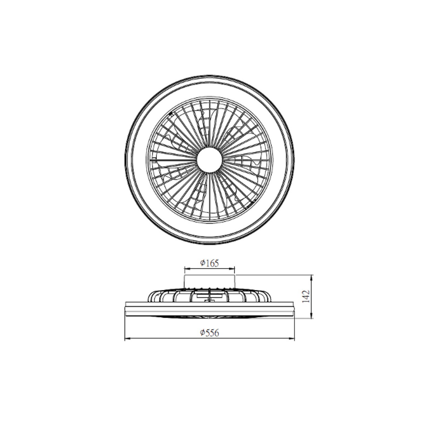 B-Ware Led Deckenventilator Gamer Big Schwarz Dc Ventilator Cct Rgb Deckenlüfter 56cm - 8435153278624