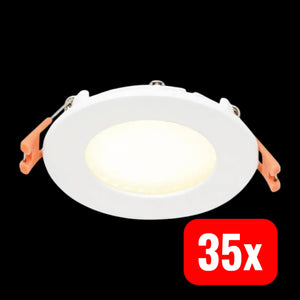 B-Ware Evn Led Einbaupanel Deckenleuchte Panel Warmweiß Weiß Aluminium 5 W 85mm 35 Stück