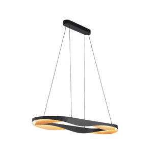 B-Ware High Light Led Hängelampe Ascoli, 100 X 36 Cm Schwarz/Gold, Metall, Dim