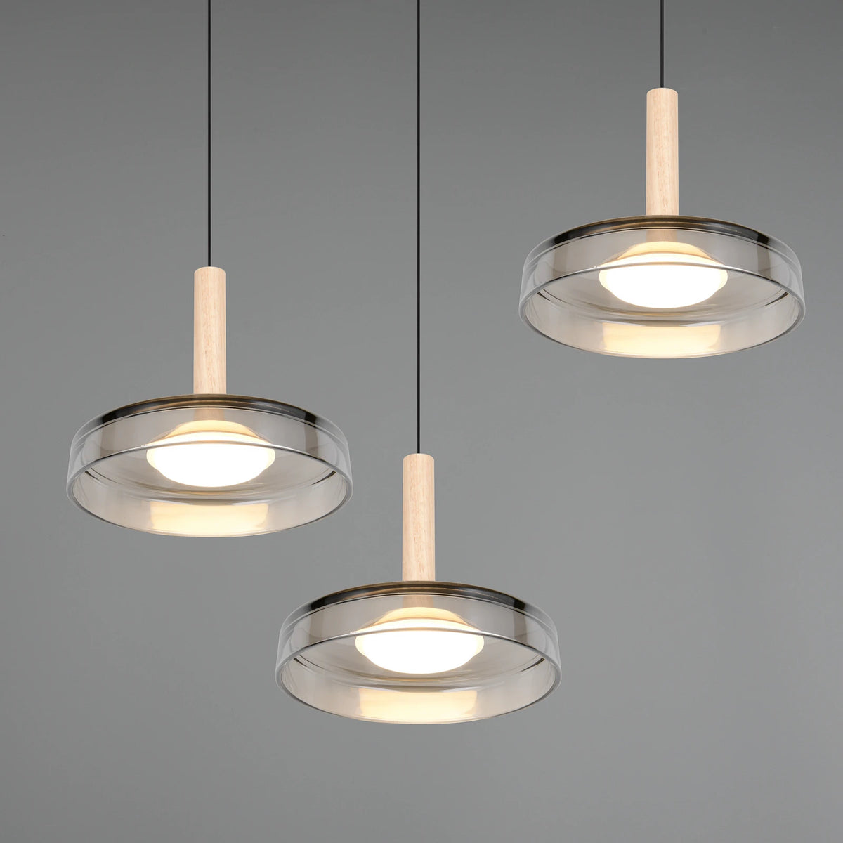 Trio Lighting Pendelleuchte Hängelampe Celeste Glas chrom holz höhenverstellbar - 4017807616897